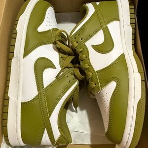 Nike Kids Olive and White Dunks